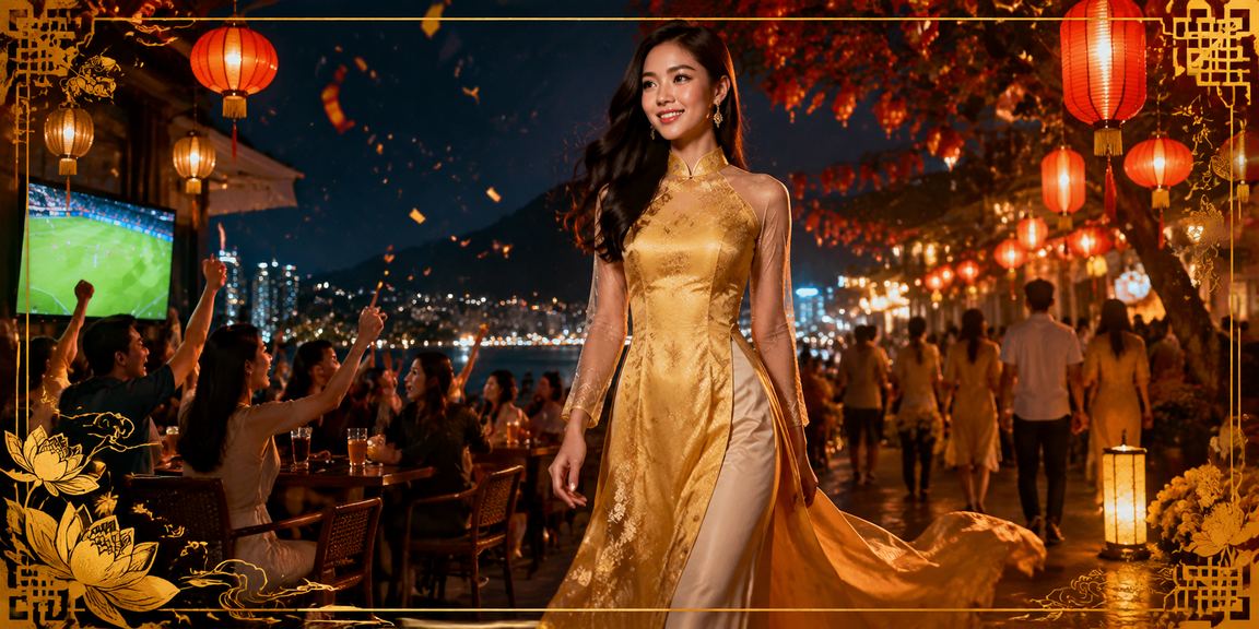 Người phụ nữ áo dài tại Nha Trang tham gia xổ số trực tuyến và kiểm tra thưởng